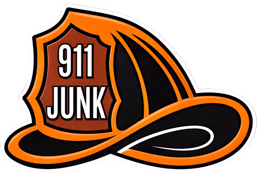 911 Junk firefighter helmet logo for junk removal services